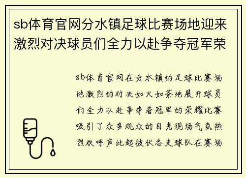sb体育官网分水镇足球比赛场地迎来激烈对决球员们全力以赴争夺冠军荣耀